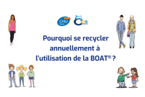 Visuel illustrant une vidéo dans laquelle le Dr Mathieu Lacambre explique l’intérêt du recyclage annuel à l’utilisation de la BOAT® : mise à jour, échanges et amélioration des pratiques.