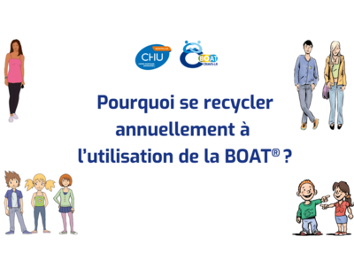 Visuel illustrant une vidéo dans laquelle le Dr Mathieu Lacambre explique l’intérêt du recyclage annuel à l’utilisation de la BOAT® : mise à jour, échanges et amélioration des pratiques.