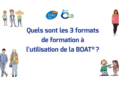 Visuel illustrant une vidéo qui présente les trois formats de formation à l’utilisation de la BOAT® : en présentiel, en blended-learning et en 100 % digital.